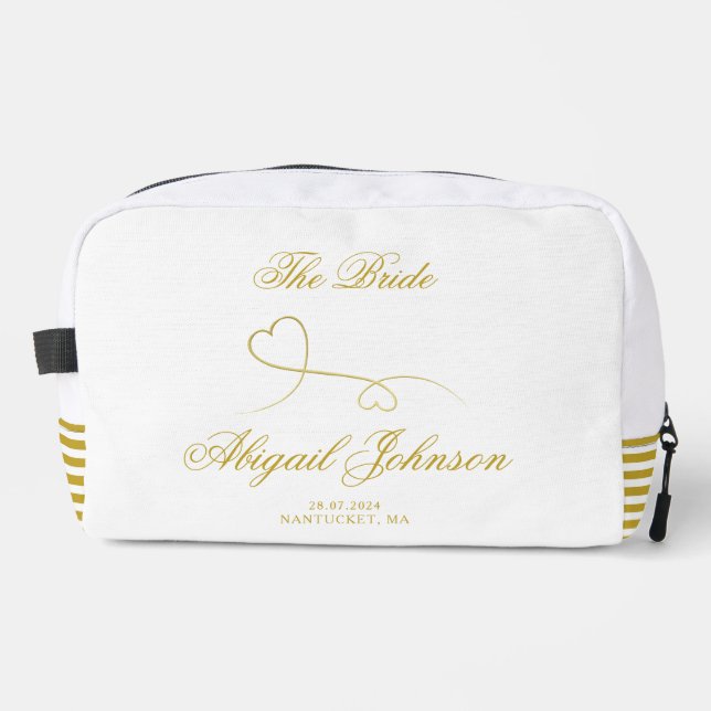 The Bride - Two Elegant Gold Hearts  Dopp Kit (Front)