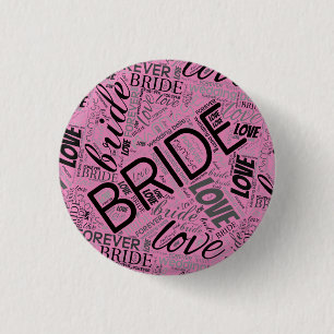 The Bride Word Cloud Black ID253 3 Cm Round Badge