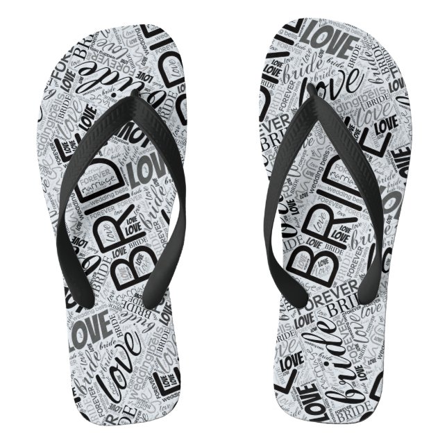 The Bride Word Cloud Black ID253 Jandals (Footbed)