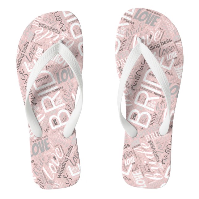 The Bride Word Cloud White ID253 Jandals (Footbed)