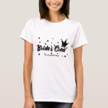 The Bride's Crew Typography Crown and Stars T-Shirt<br><div class="desc">Who is in the bride's crew? Fun and festive bridal party shirt featuring bold typography with crown and stars illustration. This shirt will be a perfect gift to your bridesmaids, maid of honour, matron of honour, flower girls and other bridal party. Personalise by adding their names. Wear this during the...</div>