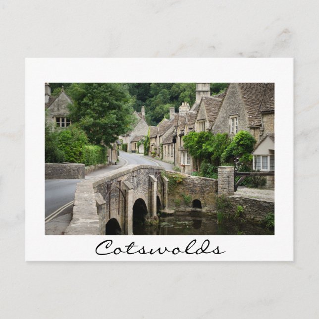 The bridge in Castle Combe, UK white border card (Front)