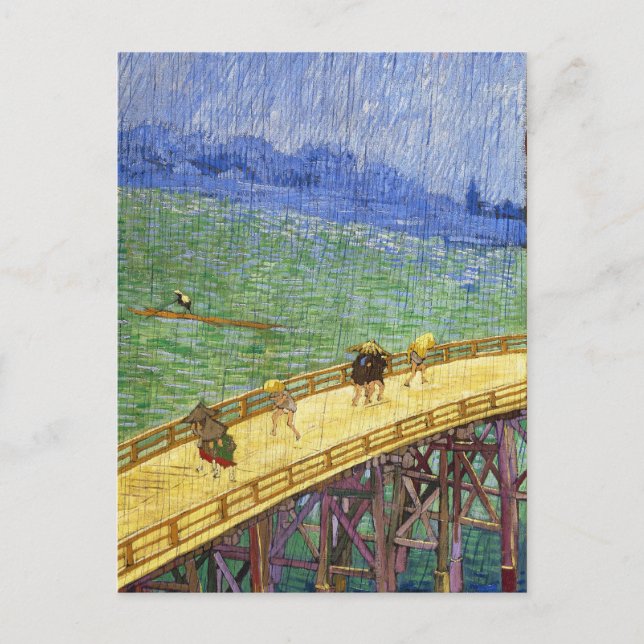 The Bridge in the Rain Vincent van Gogh fine art Postcard (Front)