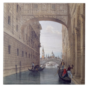 The Bridge of Sighs, Venice, engraved by Lefevre ( Tile