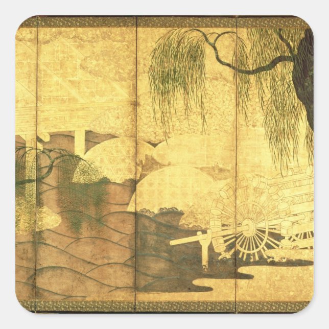 The Bridge on Liji River Square Sticker (Front)