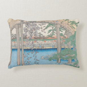 The Bridge with Wisteria or Kameido Tenjin Decorative Cushion