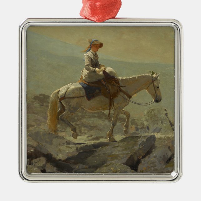 The Bridle Path, White Mountains (Winslow Homer) Metal Tree Decoration (Front)