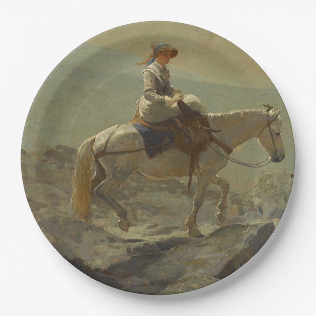 The Bridle Path, White Mountains (Winslow Homer) Paper Plate (Front)
