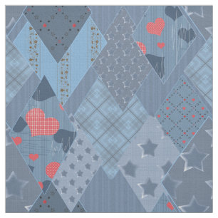 The bright blue patchwork fabric