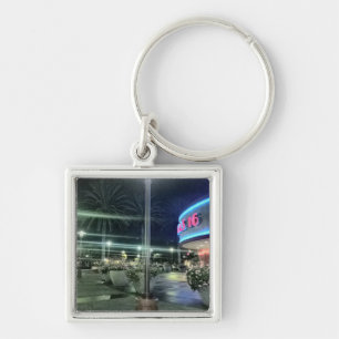 The Bright Lights of the Movie Theatre at Night Key Ring