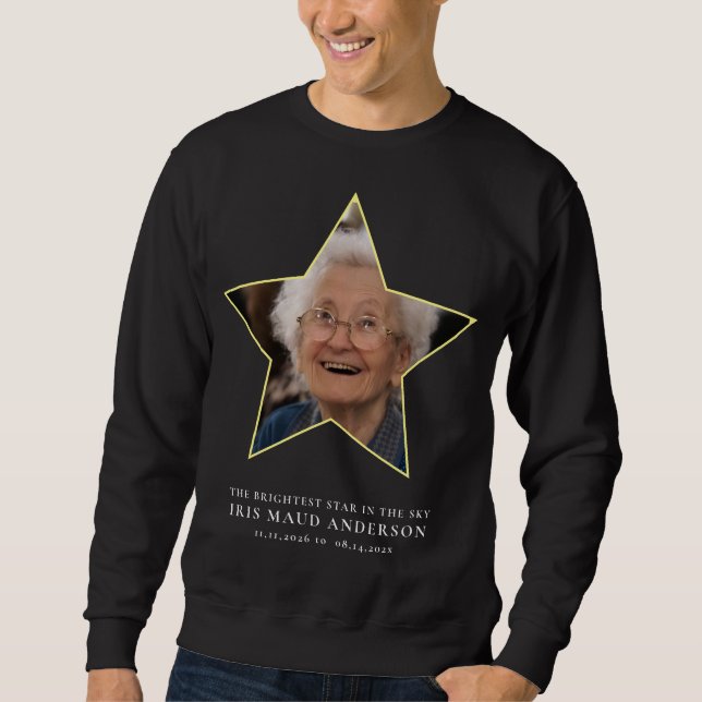 The brightest star modern keepsake memorial photo sweatshirt (Front)