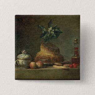 The Brioche or The Dessert, 1763 (oil on canvas) 15 Cm Square Badge