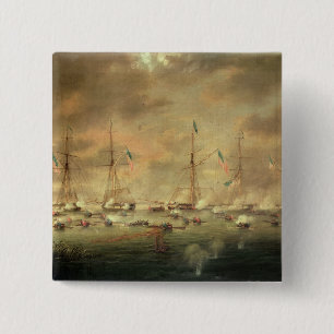 The British and American Fleets Engaged on Lake Bo 15 Cm Square Badge