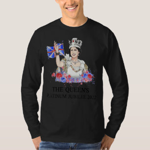 The British Queen Flower British Flag Platinum Jub T-Shirt