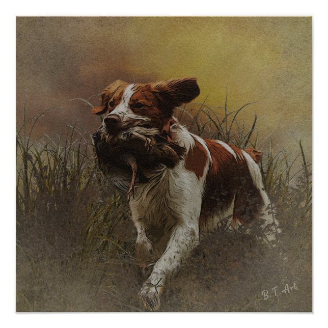 The Brittany spaniel    Ceramic Tile Beverage Coas Poster (Front)