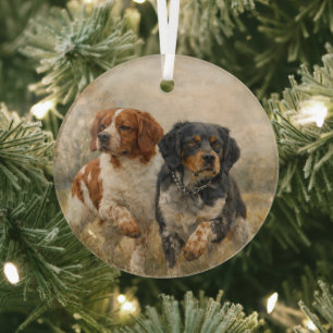 The Brittany spaniel  Glass Tree Decoration