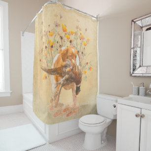 The Brittany spaniel Shower Curtain