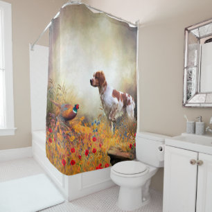 The Brittany spaniel Shower Curtain