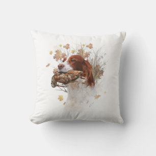 The Brittany spaniel Tapestry Metal Print Coffee Cushion
