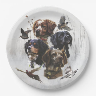 The Brittany Spaniels , Bird Hunting Season Paper Plate