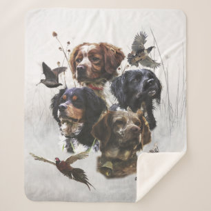 The Brittany Spaniels , Bird Hunting Season Sherpa Blanket