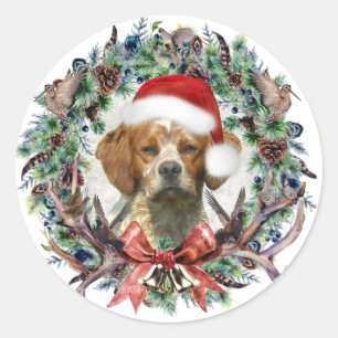 The Brittany Spaniels , Christmas Classic Round Sticker