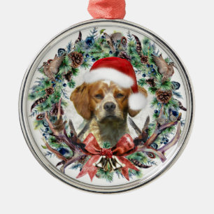 The Brittany Spaniels , Christmas Metal Tree Decoration
