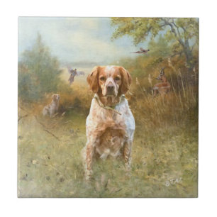 The Brittany Spaniels,  French Brittany, Bird dog, Tile