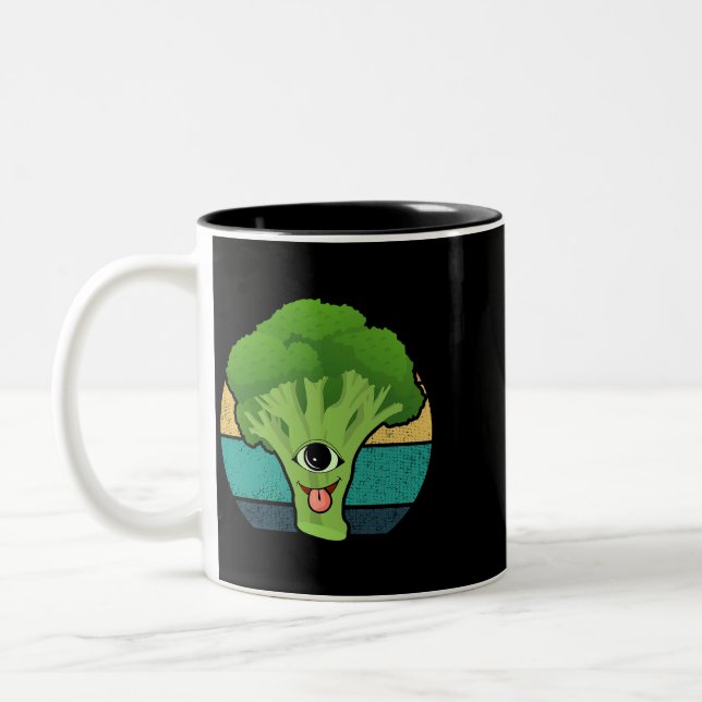 The Broccoli Spirit Vegetables Stem Broccoli Two-Tone Coffee Mug (Left)