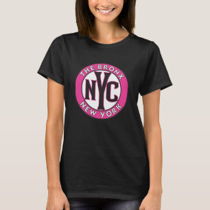 The Bronx New York Magenta and Black Circle Sign T-Shirt