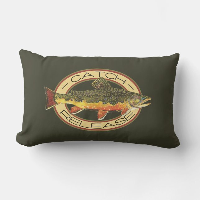 The Brook Trout Fishing Lumbar Cushion (Front)