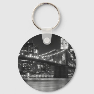 The Brooklyn Bridge - Black and White Key Ring
