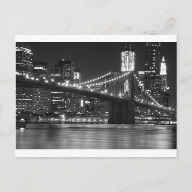The Brooklyn Bridge - Black and White Postcard (Front)