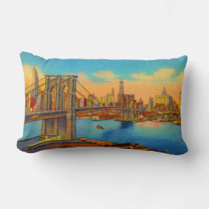 the Brooklyn Bridge print Lumbar Cushion