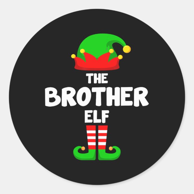 The Brother Elf Funny Christmas Matching Family Pa Classic Round Sticker (Front)