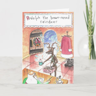 the Brown-nosed Reindeer Holiday Card