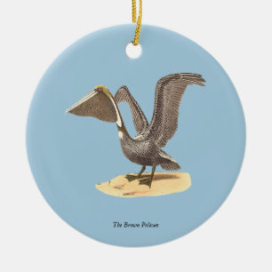 The Brown Pelican (Pelecanus occidentalis) NY Bird Ceramic Tree Decoration