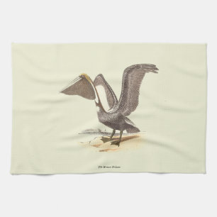 The Brown Pelican (Pelecanus occidentalis) NY Bird Tea Towel