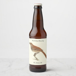 The Brown Thrush or Brown Thrasher, New York Birds Beer Bottle Label