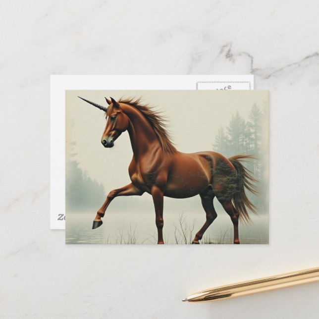 The Brown Unicorn Double exposure Postcard (Front/Back In Situ)