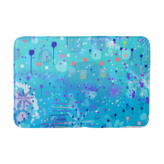 The Bubble Machine: Blue Abstract Art Bath Mat
