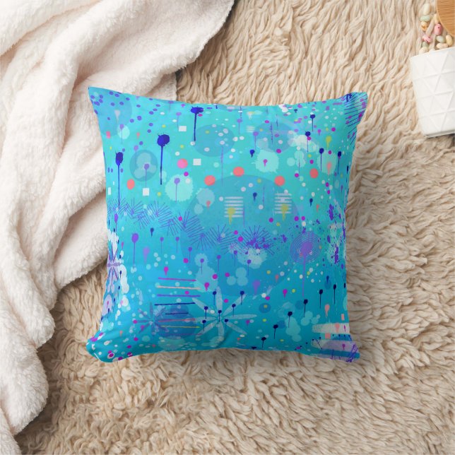 The Bubble Machine: Blue Abstract Art  Cushion (Blanket)