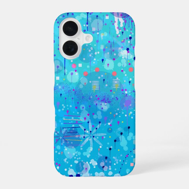 The Bubble Machine: Blue Abstract Art  iPhone 16 Case (Back)