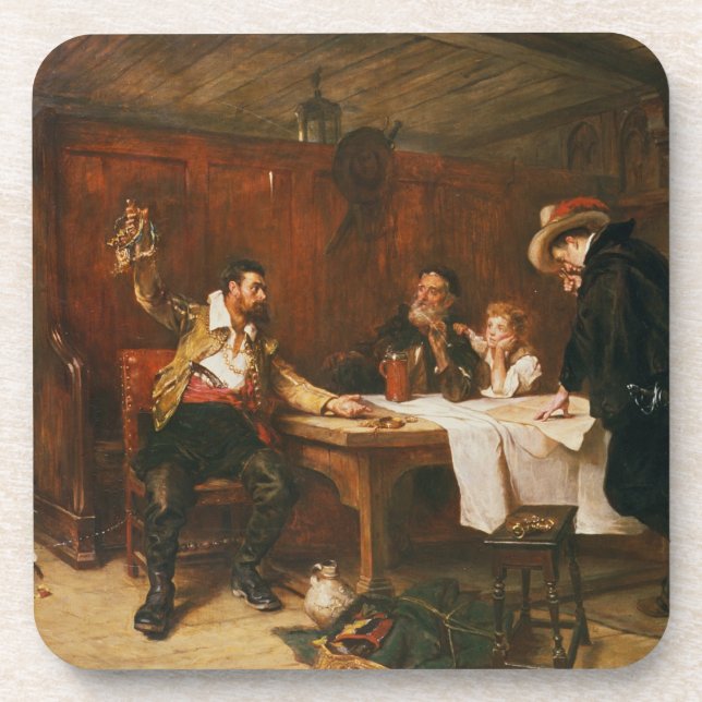 The Buccaneer's Story (oil on canvas) Coaster (Front)