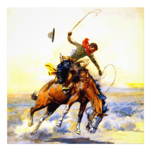 “The Bucker” Western Art by Charles M Russell Photo Print