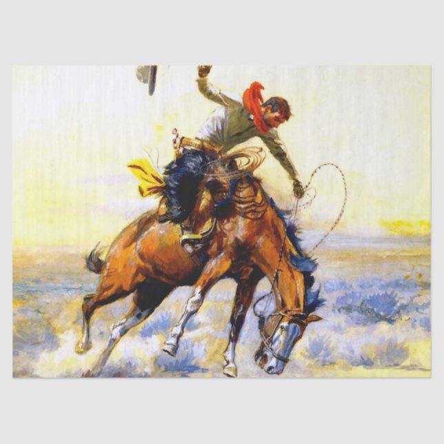 “The Bucker” Western Art by Charles M Russell Tissue Paper (Front)