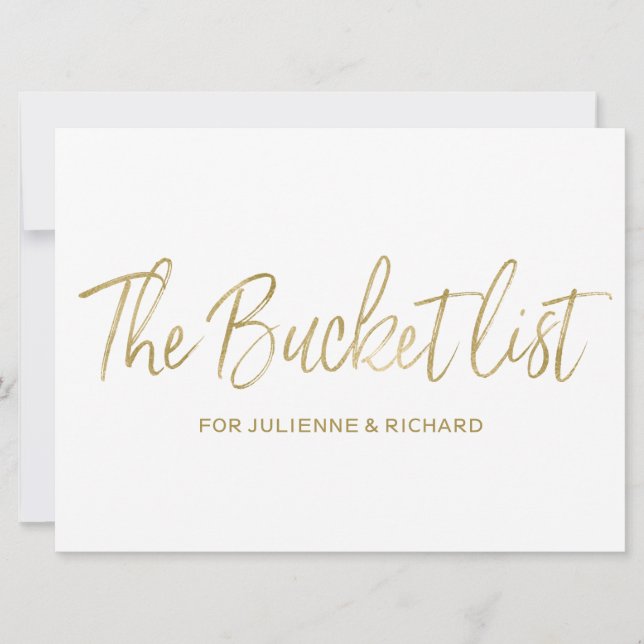 "The bucket list" Wedding Sign | Stylish Golden (Front)