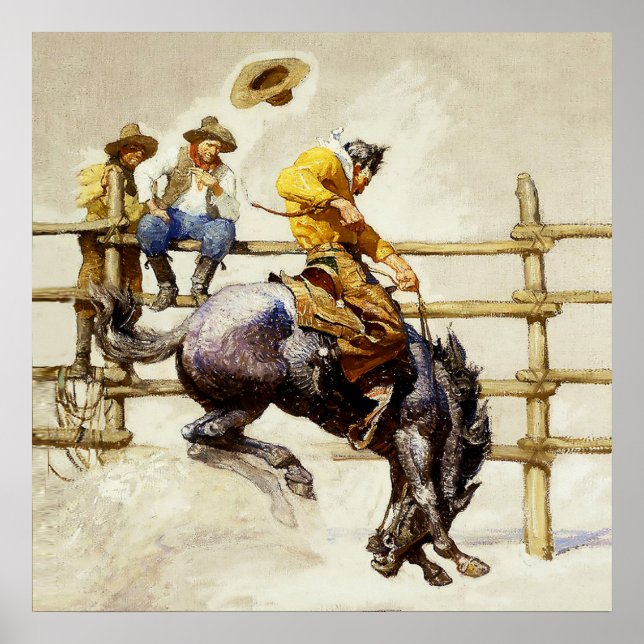 “The Bucking Bronco” By NC Wyeth Poster (Front)