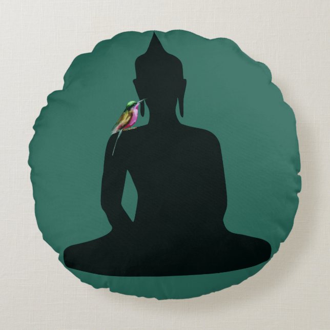 The Buddha and the Bird Round Cushion (Front)