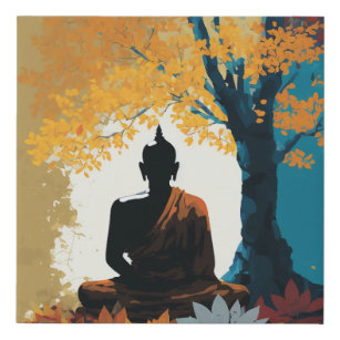 THE BUDDHA MEDITATE IN FOREST FAUX CANVAS PRINT